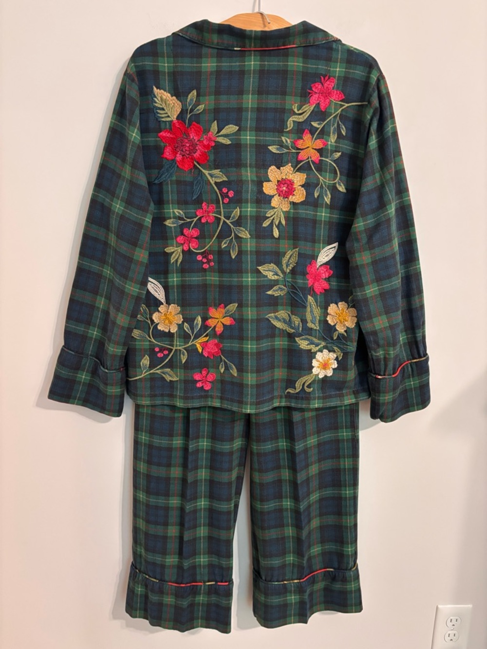 Johnny Was RHODA LONG Plaid Flannel Embroidered PJ SET - Picture 3 of 16